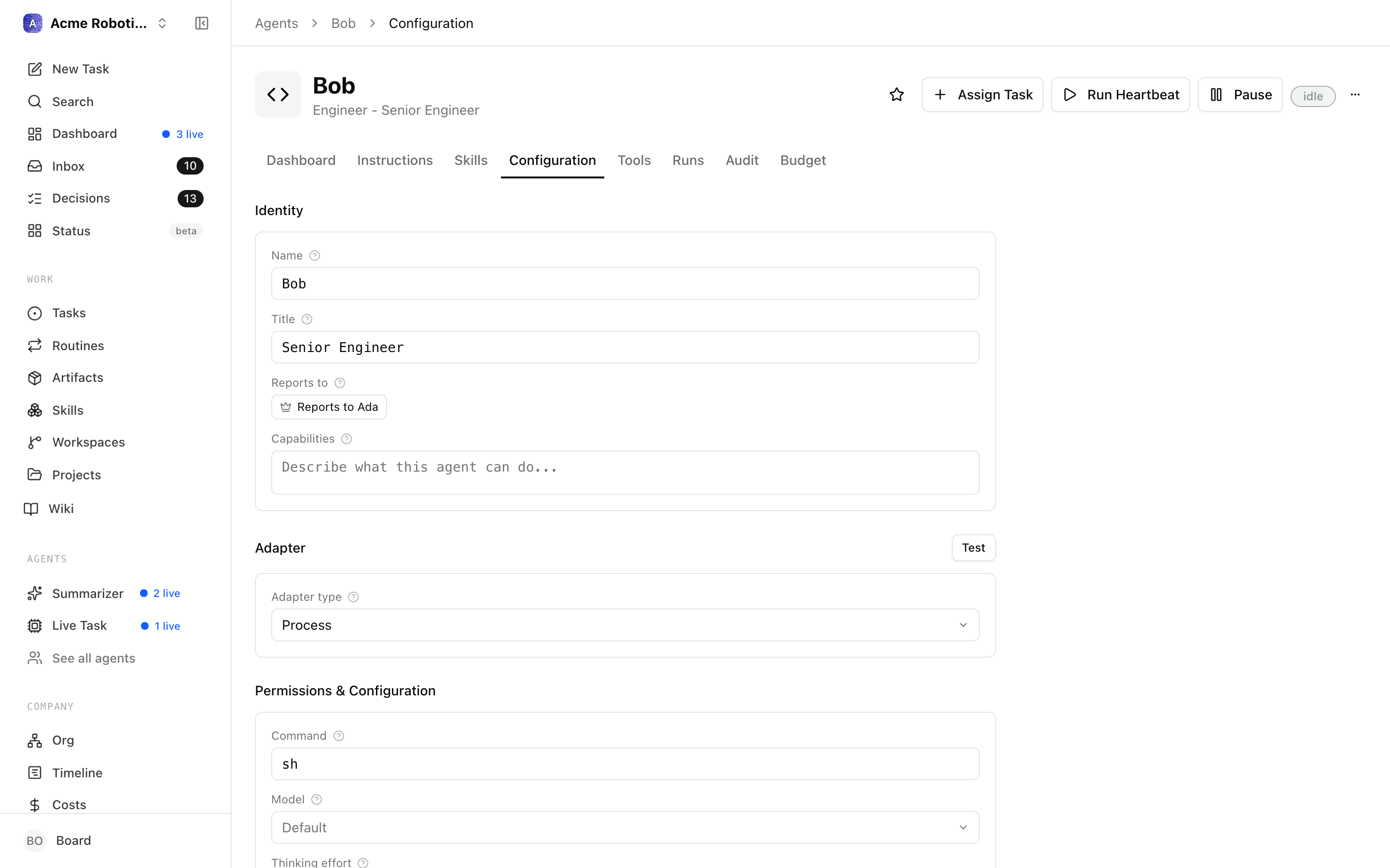 Configuration tab