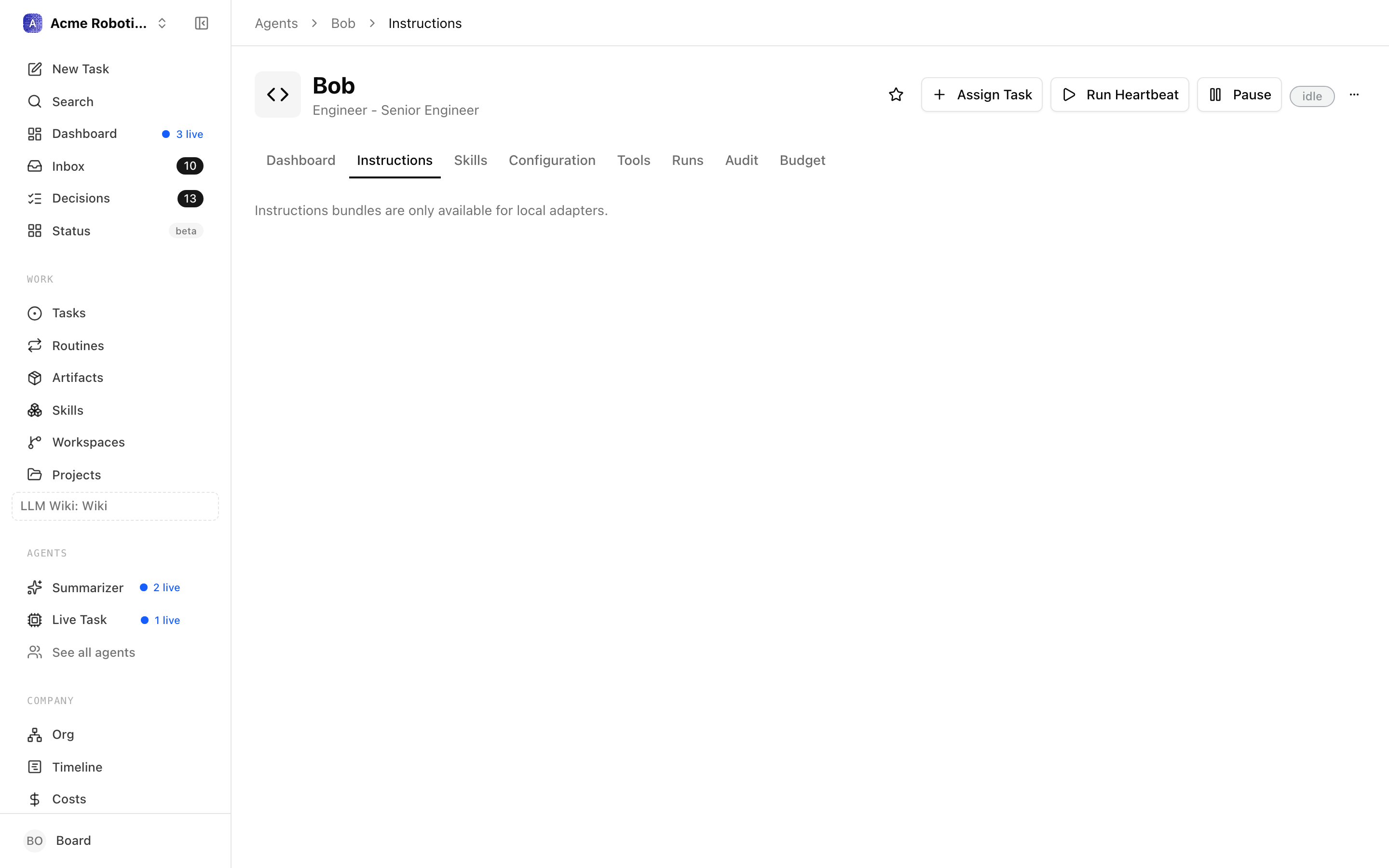 Instructions tab