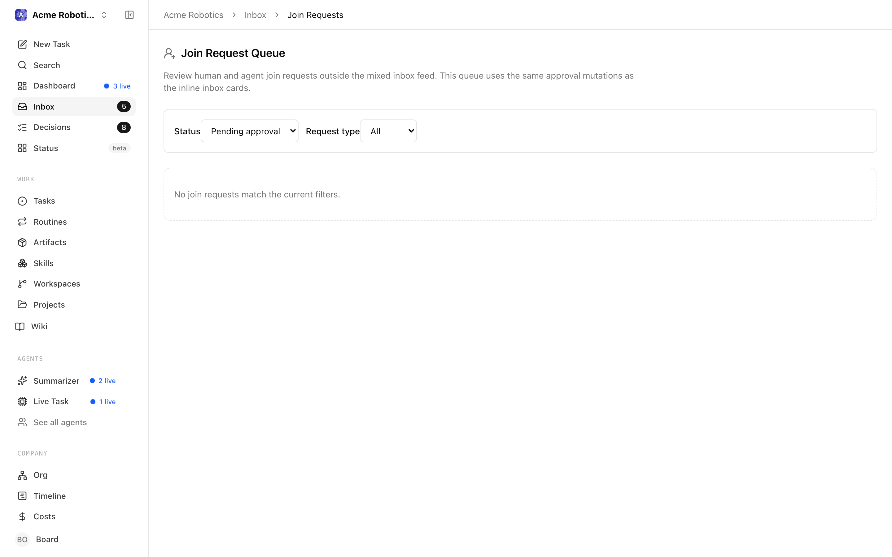 Join request queue